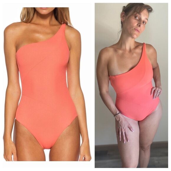 BECCA By Rebecca Virtue Swimsuit Fine Line Rib One Piece Medium - Picture 3 of 12
